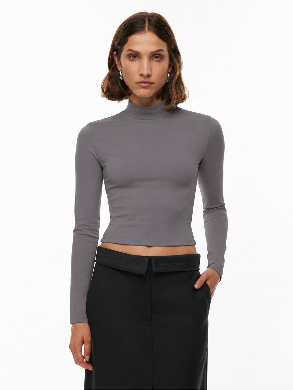 Babaton Contour long sleeve top in rocky gray